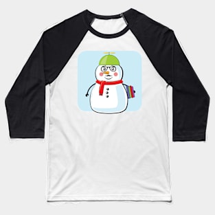 Nerdy Snowman Geek - Funny Illustration Baseball T-Shirt